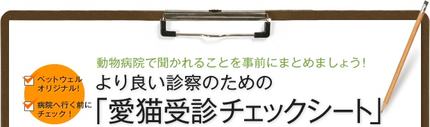 （ペットウェルオリジナル！）（病院へ行く前にチェック！）動物病院で聞かれることを事前にまとめましょう！より良い診察のための「愛猫受診チェックシート」