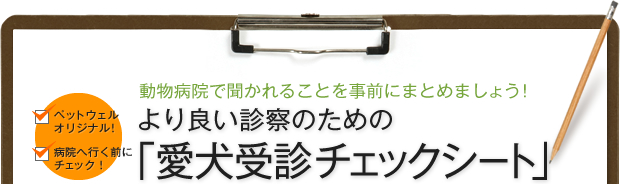 （ペットウェルオリジナル！）（病院へ行く前にチェック！）動物病院で聞かれることを事前にまとめましょう！より良い診察のための「愛犬受診チェックシート」